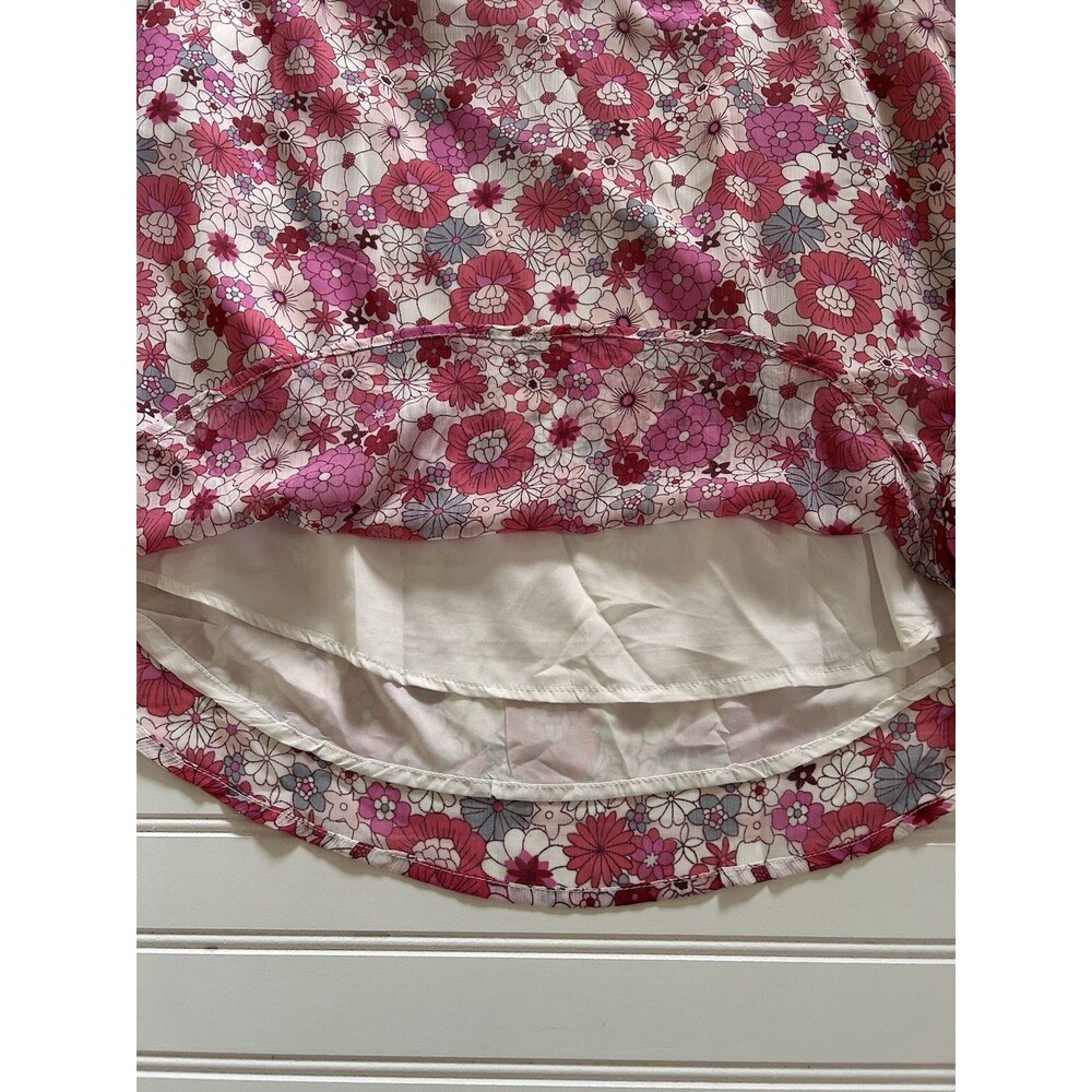 Boutique Floral Blouse Women Large L Pink Coral Long Sleeve Lined Flowy Scoop - Picture 9 of 9